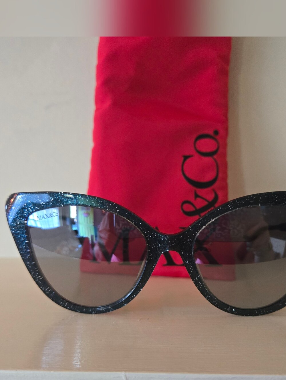 MAX & CO MO0038-05C Sunglasses  Size 56-140-19 Blue Sparkle Mirror Lens Women